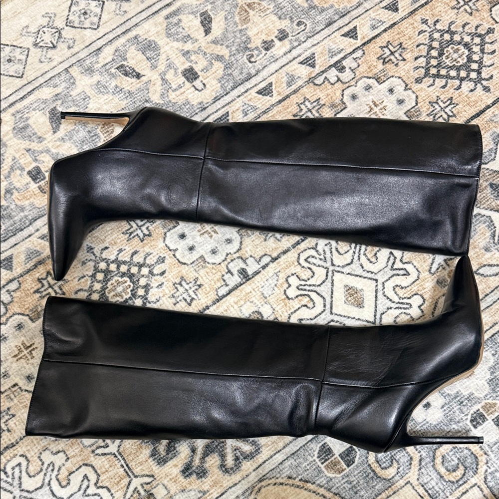 Identita - Italian Black Leather Knee-High Stiletto Boots